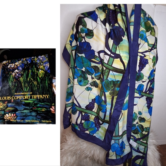 Louis Comfort Tiffany Stained Glass Metropolitan Museum Silk Scarf NWT - Picture 1 of 14